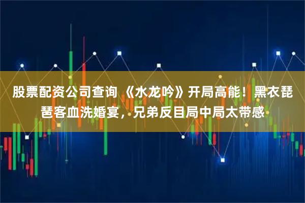 股票配资公司查询 《水龙吟》开局高能！黑衣琵琶客血洗婚宴，兄弟反目局中局太带感